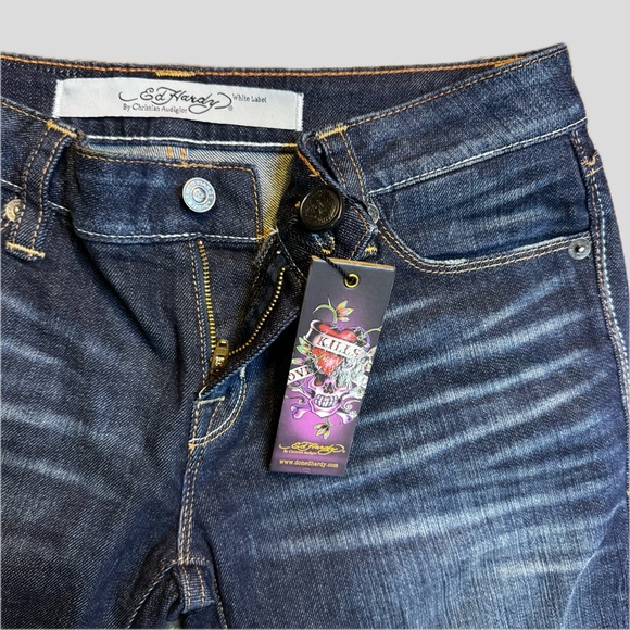 Ed Hardy women's low rise bootcut blue jean's - Picture 4 of 13
